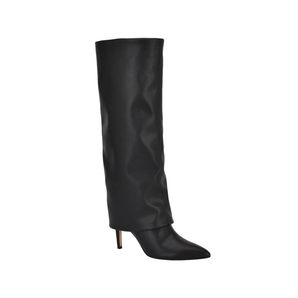 Calvin Klein Womens Vamsy 75MM Point Toe Gaiter Knee High Boots Black Size 7